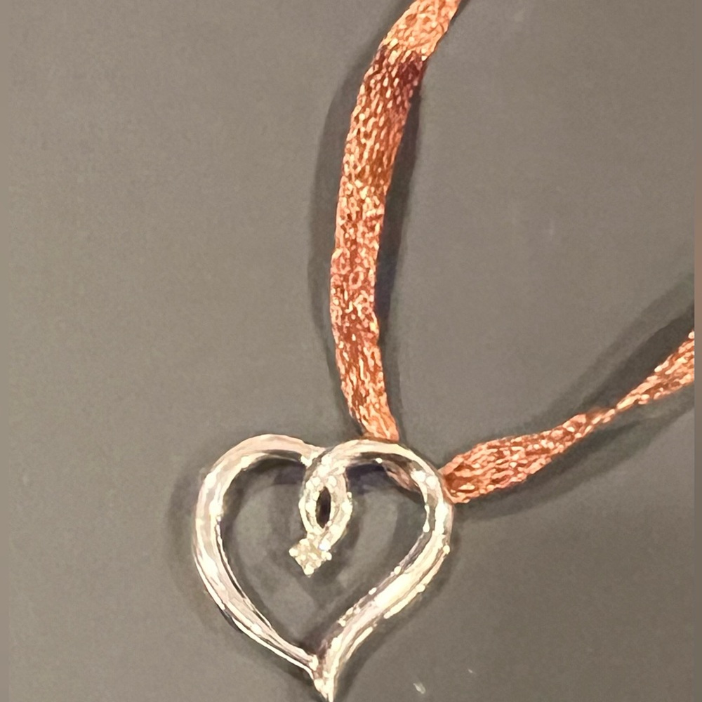 NIB ANGARA STERLING SILVER HEART WITH DIAMOND ACCENT EARRINGS AND PENDANT SET - Picture 5 of 10